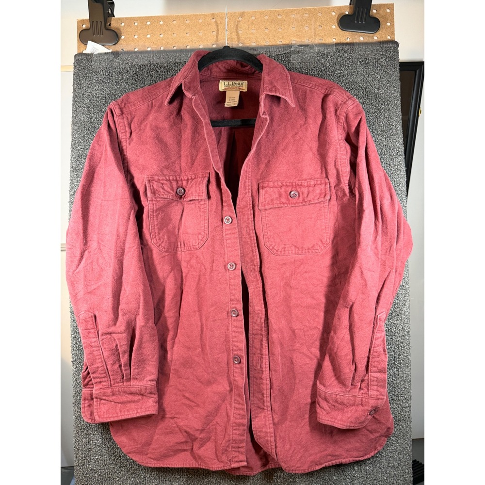 LL Bean Chamois Cloth Shirt Mens Small Regular Burgundy Cotton Button Down 365